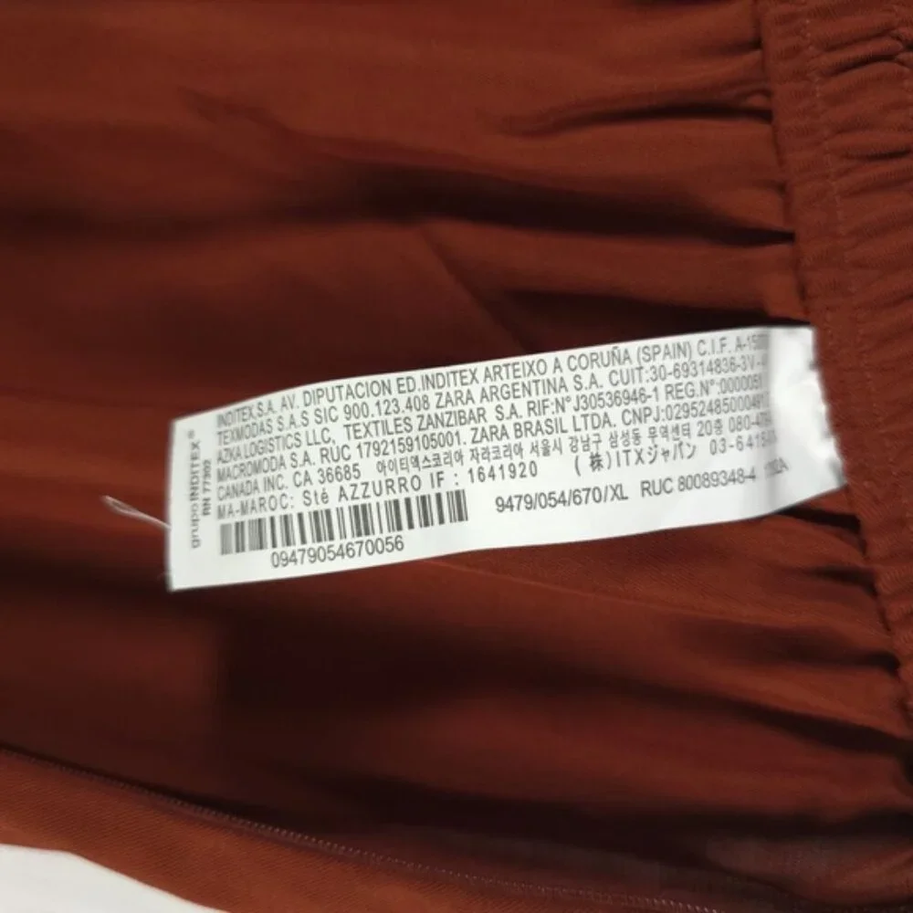 NWT ZARA Wide Leg Flowy Back Elastic Waist Pants Flying FabricCooper 9479/054 XL
